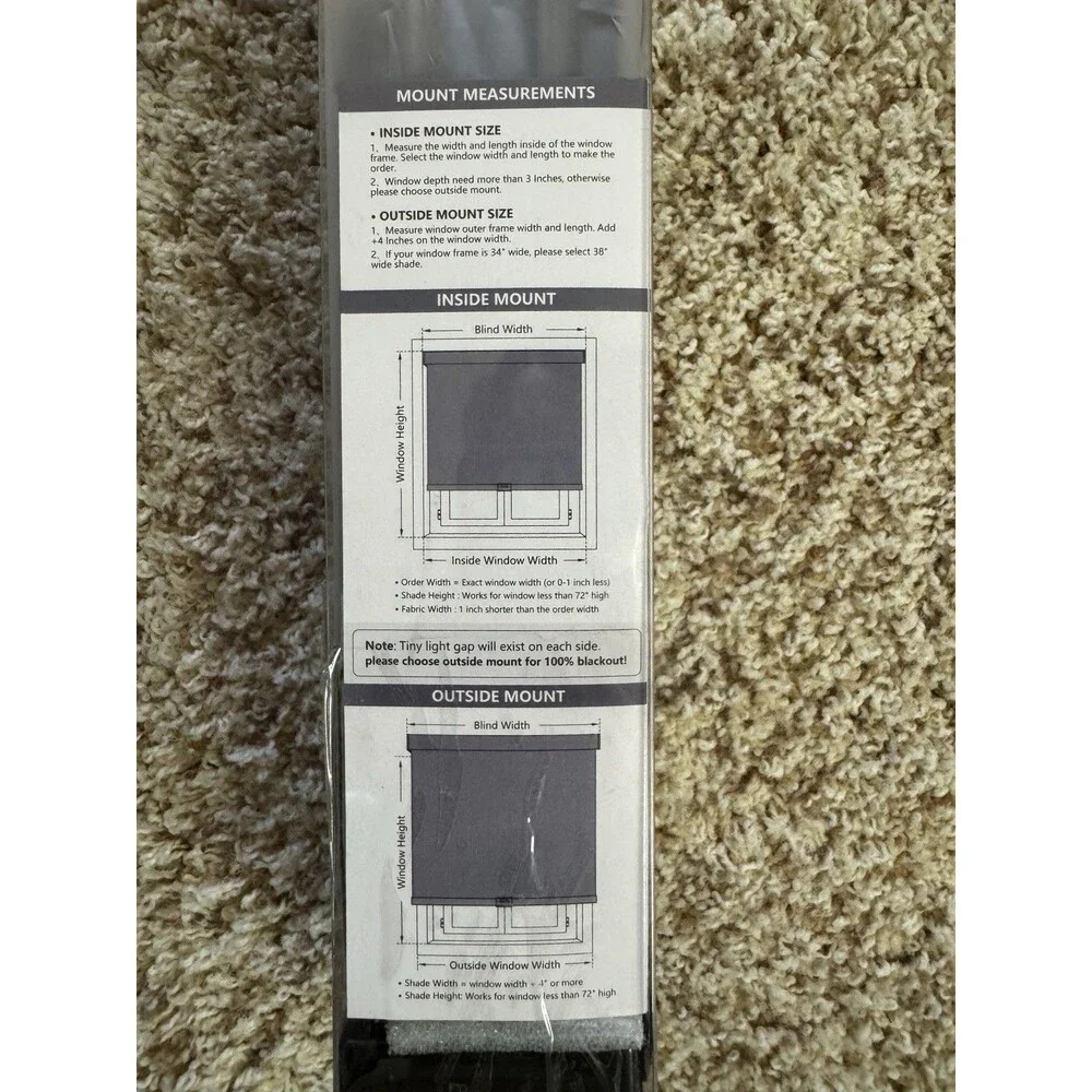 AOSKY Cordless roller blind Blackout roller shade 33.5” x 72